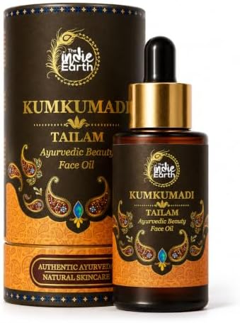 The Indie Earth Kumkumadi Tailam 30 ml | Ayurvedic Beauty Face Oil | Night Serum for Brighter, Glowing & Younger-Looking Skin with Turmeric, Saffron & Indian Lotus