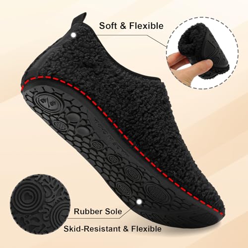 QFH Womens & Mens Cozy House Slippers - Portable Travel Shoes with Flexible Rubber Sole & Soft Velvet Lining2