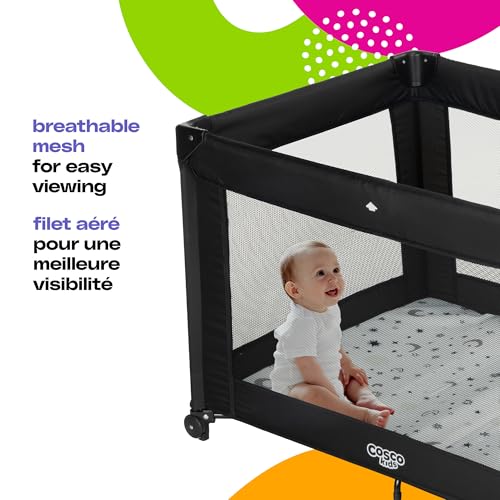 Cosco Kids Origins Playard, Baby Playpen, Portable Travel Playard with Compact Fold, Wheels & Built-in Storage – Twinkle Twinkle by Cosco - Image 4
