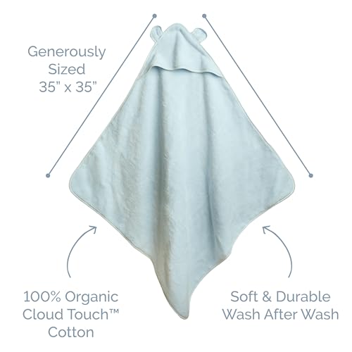 Image of Natemia Hooded Baby Bath Towel - 100% Organic Cotton Baby Towels for Newborns, Toddlers, Boys, Girls - Soft Absorbent 450 GSM - Gentle on Sensitive Skin - Baby Shower Registry Gift (35 inch x 35 inch)