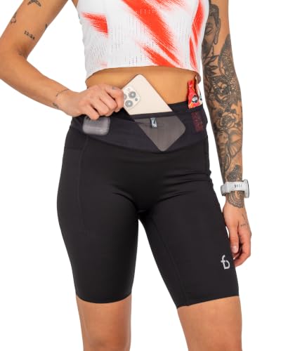 FlipBelt Women's Ouray Compression Short 9 Inch - Black - S