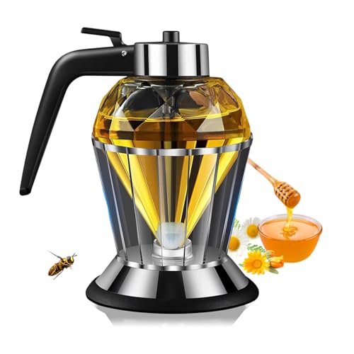 Dispensador De Miel Tipo Prensa, Botella De Miel Tipo Prensa Botella Especial De Miel De Vidrio De Diamante 5.9x3.7x4.3in Tarro De Miel De Maracuyá Dispensador De Condimentos De Cocina Verter Aceite H