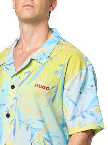 HUGO Men's Relaxed Fit Button Down Beach Shirt3