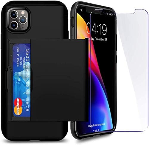 iPhone 11 Pro Case with Card Holder SUPBEC i Phone Wallet Case Cover with Shockproof Silicone TPU + Anti-Scratch Hard PC - Full Protective-2019-5.8"-Black