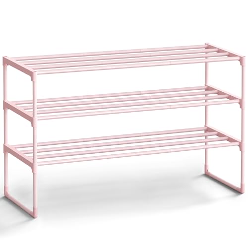 Image of SONGMICS Shoe Rack, 3-Tier Shoe Organizer, Metal Storage Shelf