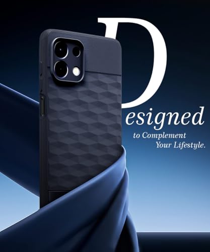 Image of WOW IMAGINE Back Cover for Oppo K13 Pro with Hexa Cube Design | Ultra Slim Soft Rubberised Case | Inner Velvet Fabric | Matte Silicone Flexible Mobile Case | Camera Protection - Blue