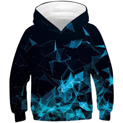 Generisch Hoodie Junge Coole Kapuzenpullover Bedrucktes Sweatshirt Pullover Casual Kleidung Bekleidung Klamotten Oberteile Regular Kleinkind Long Sleeve Top Sportshirt Blau, 13 Jahre