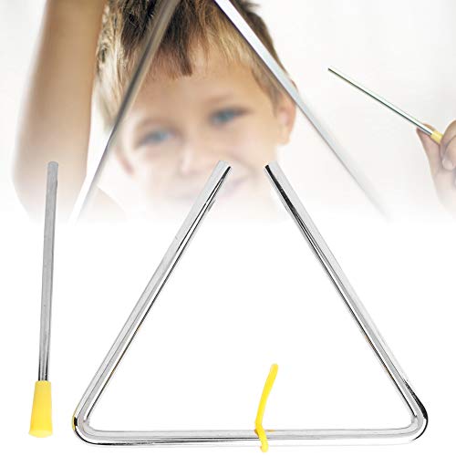 6In Triangle Musical Instrument Steel Triangle With Yellow Hanger For Early Childhood Music Rhythm Education #TOP5