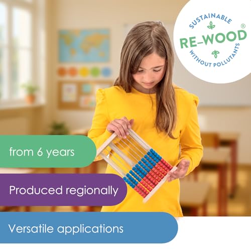 WISSNER® Pupil's Abacus up to 100 made from RE-Wood® – Counting Frame for Primary School