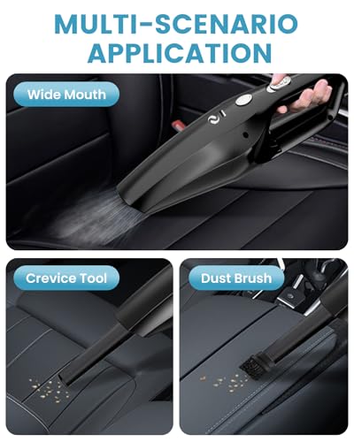 SERVOMASTER Aspirapolvere Portatile, Aspirapolvere Auto Ricaricabile, Aspirabriciole Senza Fili Potente con HEPA, Mini Aspirapolvere per Uomo e Donna, Accessori Interni Kit di Pulizia - Immagine 5