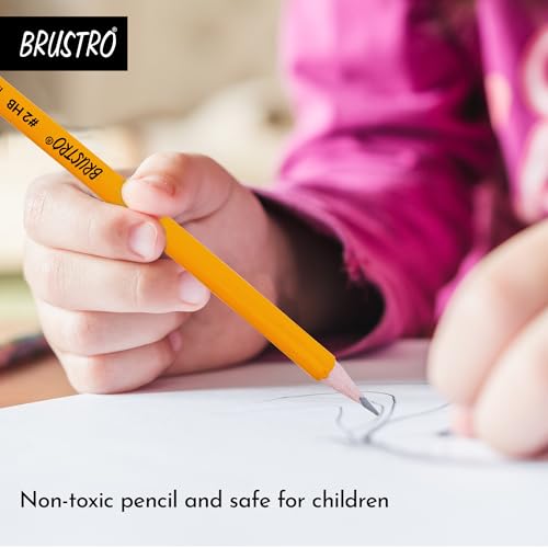 BRUSTRO 2 HB Extra Dark Pencil with Eraser Tip| 12 Pencils X 2 Pack (Total 24 Pencils) | Strong Grip,Pre-Sharpened,Smooth Handwriting | Ideal for Drawing, Sketching, Mandala, School and Office use