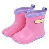 Baiyouli Botas de Agua Niños y Niñas Impermeables Antideslizantes Ligeras PVC Suaves para Bebé 1-6 Años, Rosa, 22 EU