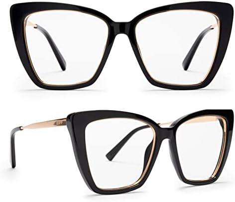 DIFF Eyewear Becky IV Designer Cat Eye Computer Blue Light Blocking Glasses for Women, Black