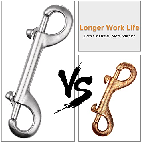 Double Ended Bolt Snap Hooks - 2 Pack Heavy Duty 316 Stainless Steel Trigger Chain 3.5 Inch Marine Grade Metal Clips For Farm Use,Water Bucket,Dog Leash,Horse Tack,Key Chain And Diving #TOP5