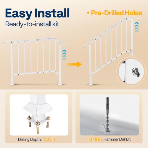 VIVOHOME 4-Step Hand Rails for Outdoor Steps with Curved Ends and Balusters by VIVOHOME - Used condition - Image 6