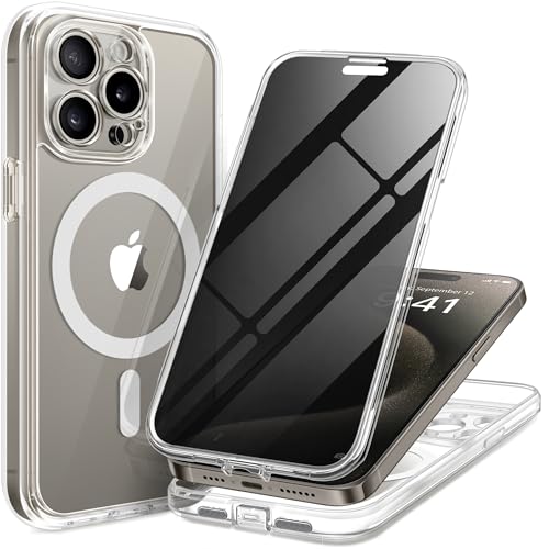 Coque anti-espion pour iPhone 15 Pro avec protection écran et caméra MagSafe