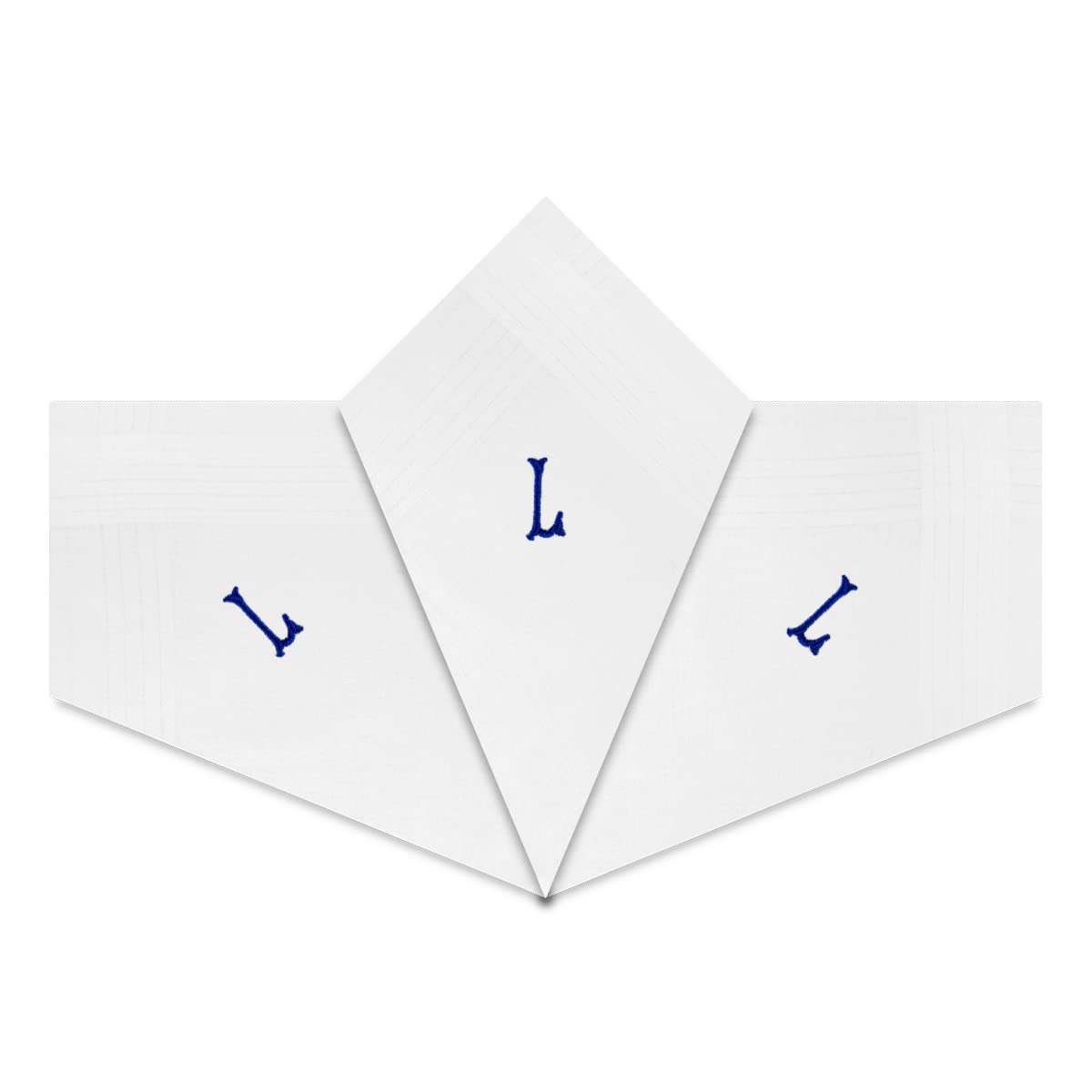 Warwick & Vance Unisex L 3 Pack Of Mens/Gentlemens White Satin Bordered Handkerchiefs With Blue Embroidered Initials, Etter