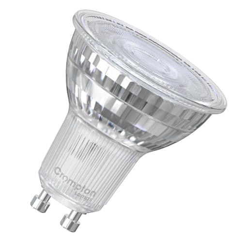 Image of Crompton Lamps LED GU10 Spotlight Bulbs 3.7W Glass | Warm White 2700K | Energy Saving Light Bulbs for Ceiling Lights | 345 Lumens | Direct Halogen Bulbs Replacement | GU10 LED Bulbs