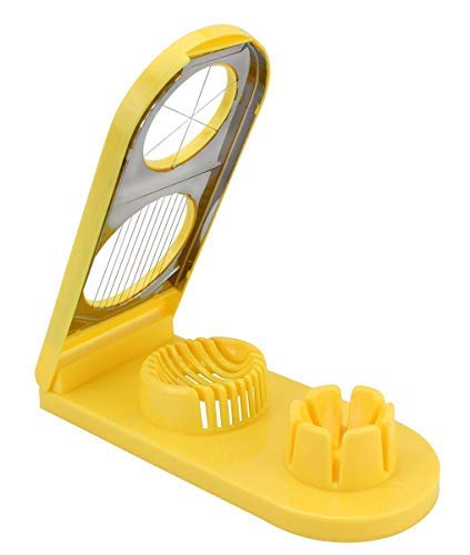 Creatif Ventures Plastic 2-in-1 Double Cut Boiled Egg Slicer, Multicolour