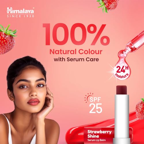 Image of Himalaya Strawberry Shine Serum Infused Lip Balm 4.5G | For Smooth and Nourished Lips | 100% Natural Color & SPF 25 UV Protection