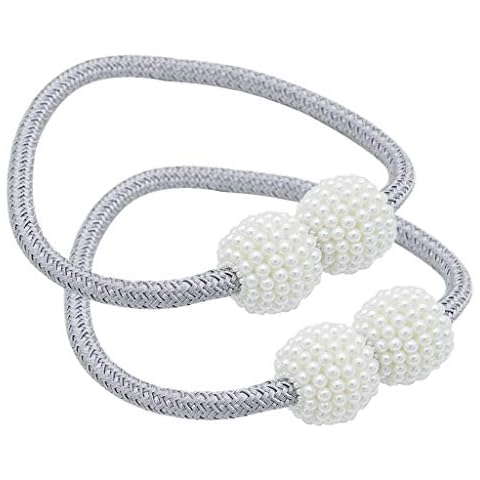Yanhonin 2 pieces beaded curtain buckle tieback curtains for Magnetic, Curtain Tie For house decoration Cover