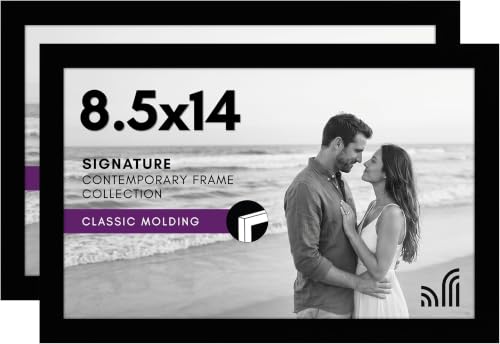Image of Americanflat 8.5x14 Picture Frame with Shatter-Resistant Glass - Set of 2 - Signature Collection - Gallery-Style Frames Made of Engineered Wood - Picture Frames for Wall Display - Black (Pack of 7)