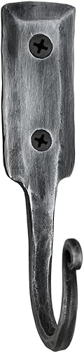Miniatura 2 de Gancho de pared de metal forjado a mano de hierro forjado para toallas de pared hecho a mano, estante negro acabado antiguo por LIVING IDEAS