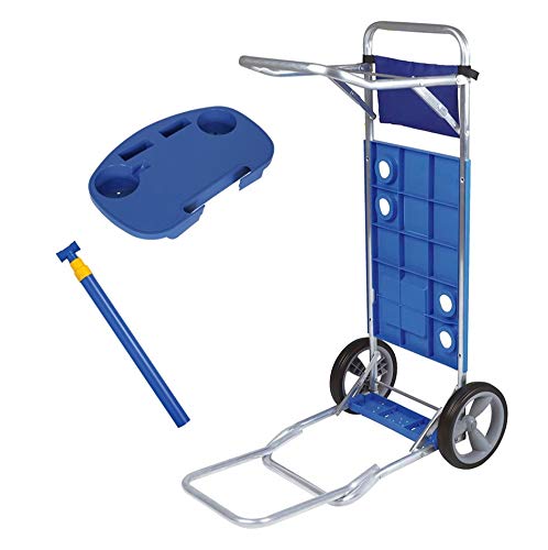 Kit Carrinho De Praia Com Avanço + Saca Areia + Mesa Portátil - M...