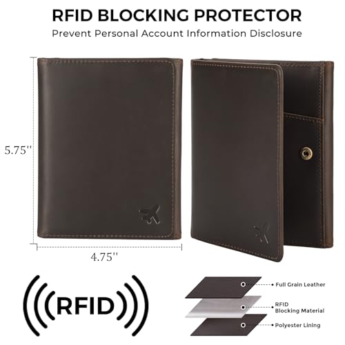 Polare Full Grain Leather Pilot Wallet Passport Holder RFID Blocking Trifold Wallet for Men Travel Cover Document Organizer for Aviation Professionals4