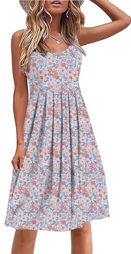 Image of Akihoo Women Summer Casual Sleeveless Midi Plain Pleated Tank Vest Dresses