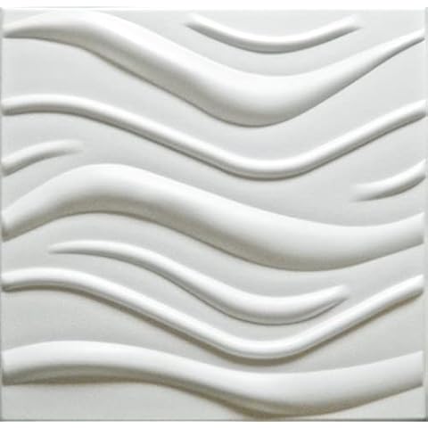 3D Ceiling Panels Wall Pyramid Pillow Wave Crater Decoration Wall Cladding Panels Plates Panels Decoration Polystyrene Styrofoam XPS (4m², Wave White) Cover