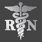 WSQ Registered Nurse Silver Caduceus Medical RN Vinyl Sticker Decal - 6 Inches - for Car Truck SUV...