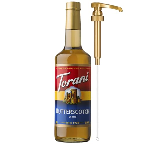 Image of Torani Coffee Syrup, Butterscotch Flavoring for Drinks, Glass Bottle with Pump Included, 25.4 Fl Oz