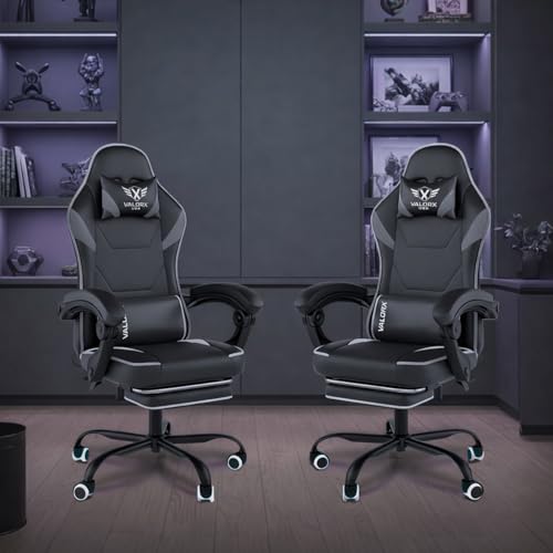 Image of Striker 2026 Edition | Ergonomic Gaming & Office Computer Chair | Premium PU Leather | Dual Massager Back Support | Adjustable Neck & Lumbar Pillow | Ergo Sync Armrests | Footrest (Grey)
