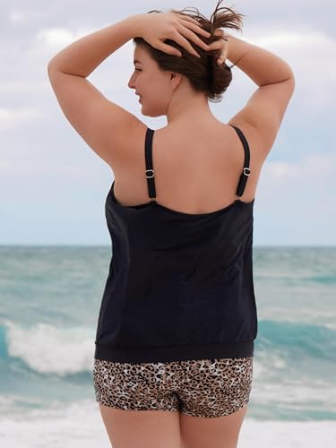 Ocean Blues Women's Plus Size Tankini Top Only Loose Fit Blouson Tankini Bathing Suit Top4
