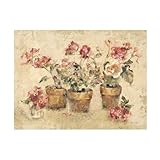 Trademark Fine Art Canvas Wall Art - Cheri Blum 'Potted Roses II' Wall Art for Living Room, Bedroom, or Office Décor