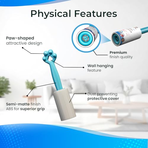 Image of Pet Hair Remover Lint Roller with Paw Handle | 60 Sheets | Hair Remover for Dogs and Cats | Ideal for Clothes, Furniture, Coats, Car Seats, Carpets, Fabric, and Dust Cleaning