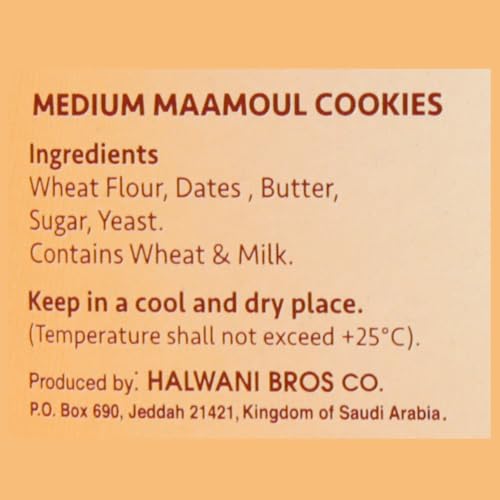 HB Halwani Bros Cookies, 100% All-Natural Medium Mamoul Date Filled Shortbread Biscuits, Slightly Sweet, No Preservatives, No Additives, 16ct. 10.15oz