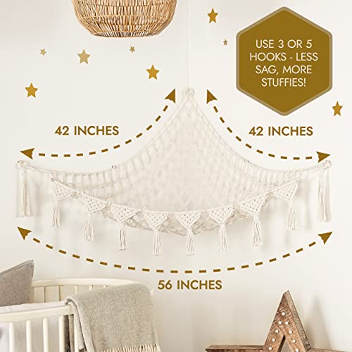 Tidyteds Snow White Macrame Dreamlights Boho Stuffed Animal Storage Net For Stuffed Animals (Extra Large) And Stuffed Animal Net Or Hammock For Small Stuffed Animals Or Plushies. Pure Cotton #TOP2