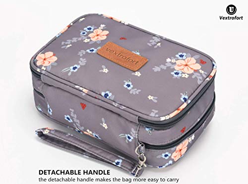 Small Makeup Bag For Purse Travel Cosmetic Bags For Women With Brush Organizer And Detachable Handle Waterproof (Gray) #TOP4