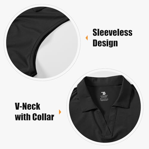 Image of BGOWATU Women's Sleeveless Golf Polo Shirts Collared V Neck Tennis Tank Tops UPF 50+ Quick Dry Lightweight