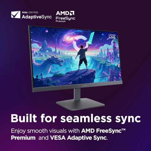 Image of Lenovo LOQ 24-10 | 23.8 inch (60.45cm) FHD (1920x1080) IPS 200Hz Gaming Monitor | 0.5ms, HDR10 Compliance, AMD FreeSync, 99% sRGB, 2xHDMI 2.1 TMDS, 1xDP 1.4| Tilt | Lunar Grey | 68F1GACBIN