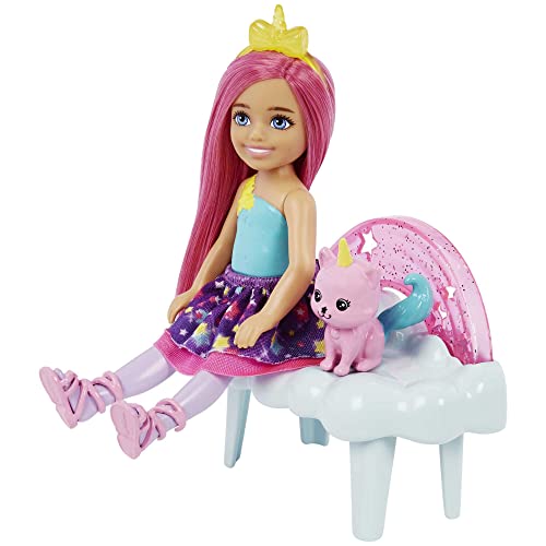 Barbie Coffret Poupée Chelsea Et Figurine Chaton Licorne La Tête dans Les Étoiles 3 Éléments De Jeu Accessoires Thème Licornes Jouet Enfant A Partir De HLC27 - vue 4