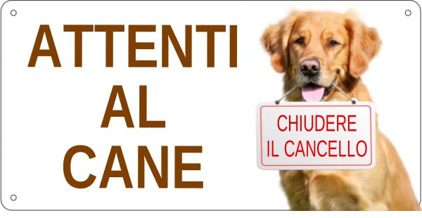 Warning Security Dog – Cane segno, avvertimento Tor/recinzione – Targa fuori porta casa, deterrente, sicurezza e protezione dai ladri – cautela/Attenzione cane