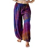Treasures of Thailand Real Tie Dye Pants Unisex Harem Hippy Beach Casual Wear Purple