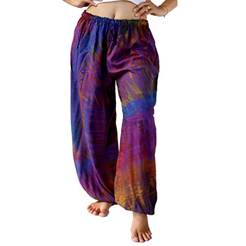 Treasures of Thailand Purple Tie Dye Pants Casual Beach Festival Trousers