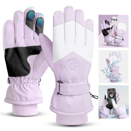 GEEKEO Winter Handschuhe Damen Skihandschuhe - Wasserdichte Warme Thermo Touchscreen Handschuhe für Snowboard, Fahrrad und mehr