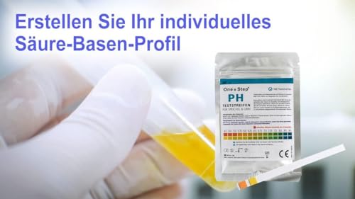 100 One+Step pH Teststreifen für Urin UND Speichel - pH Test - Ermittlung ph Wert - Teststreifen übersäuerung Körper - Säure Basen Balance - Urin Teststreifen