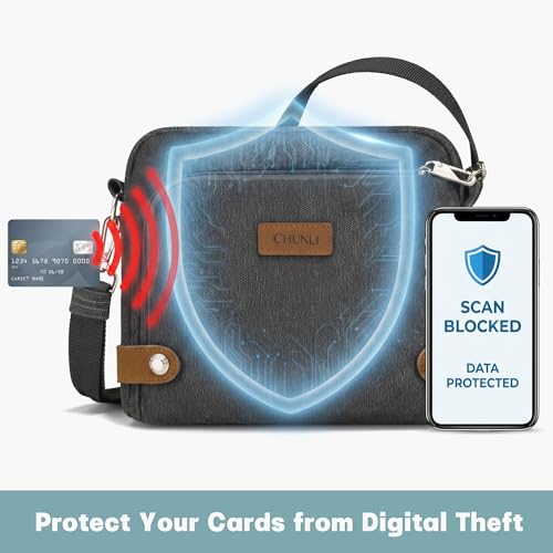 Image of Anti Theft Crossbody Bag for Women, RFID Blocking Travel Purse Slash Proof | CHUNLI Pickpocket Proof Crossbody Bags, Travel Purse Bag with Lockable Zippers & Slash Resistant Strap