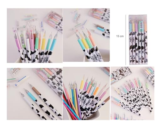 12 bolígrafos de gel con tinta multicolor diseño vaca kawaii miniatura 3